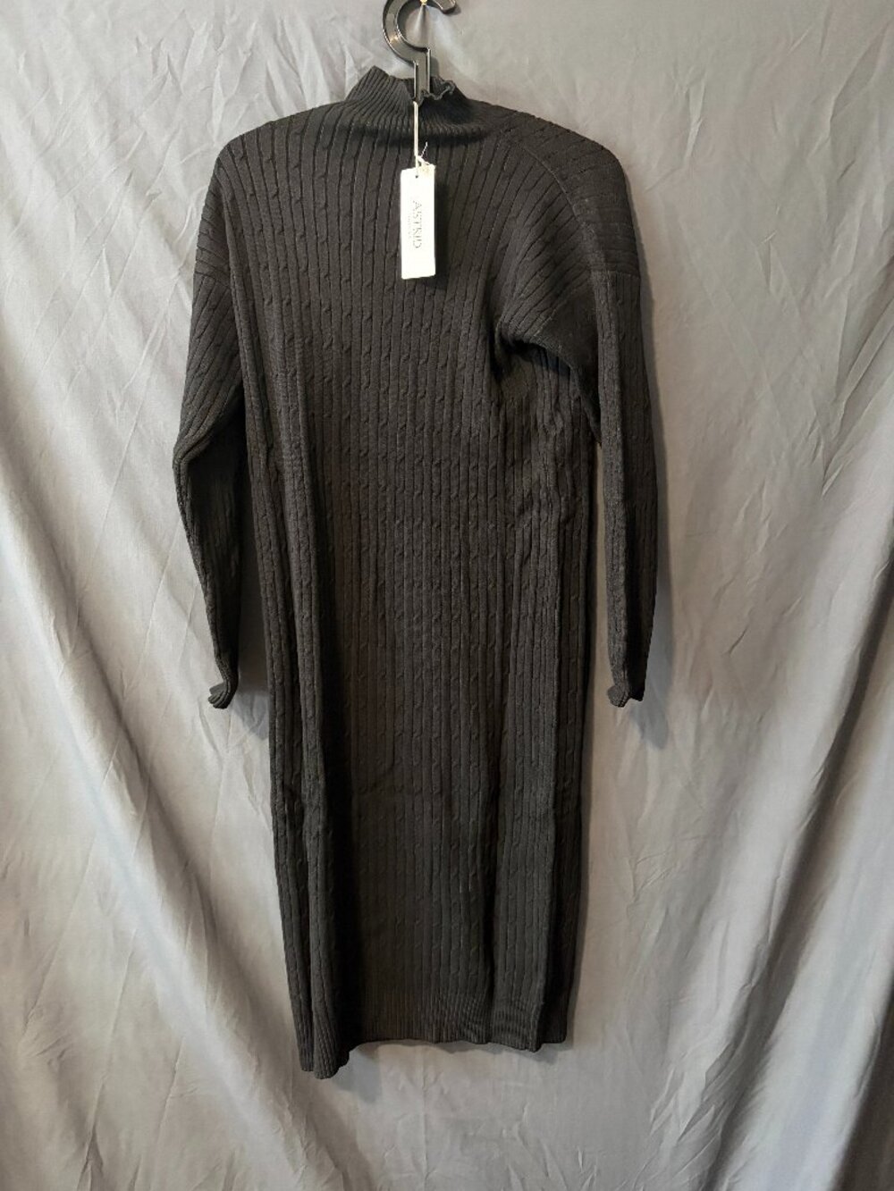 Astrid Black Ribbed Mock Neck Sweater Dress Women's XL NWT